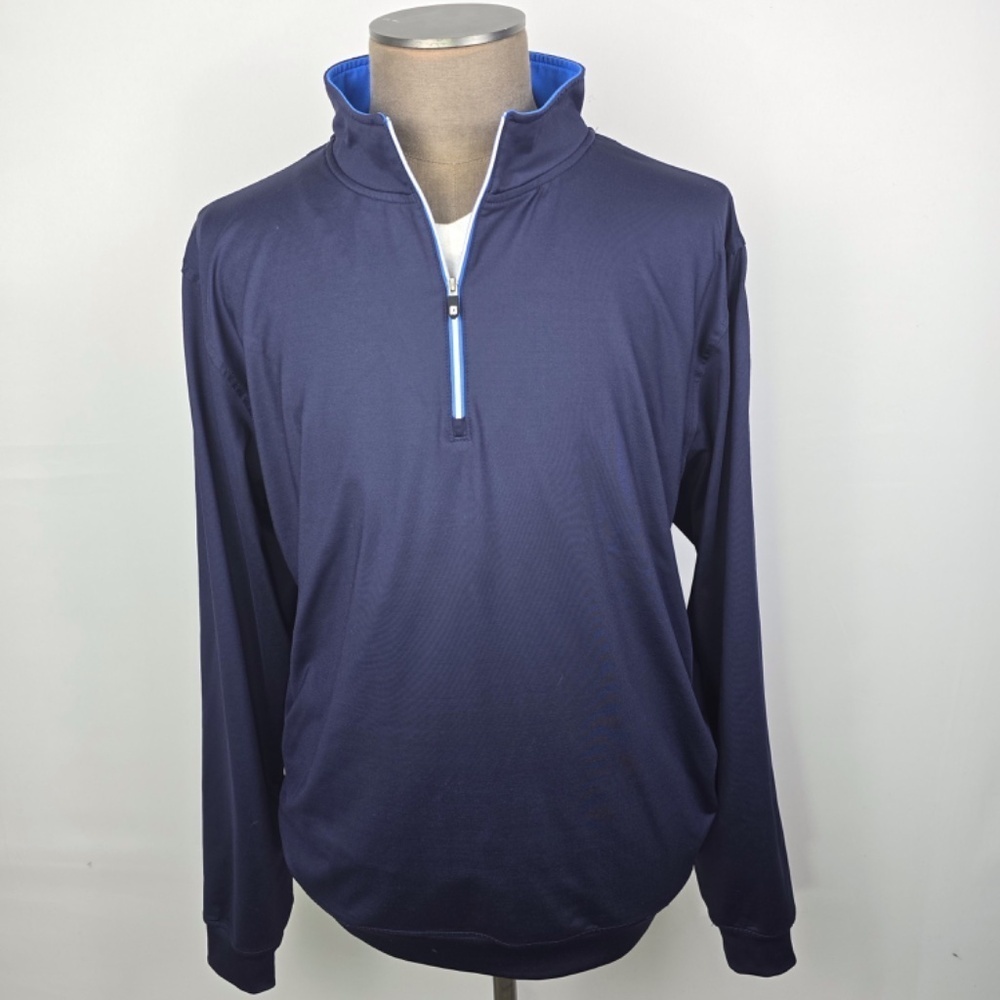 FootJoy Men’s XXL 1/4 Zip Pullover Navy Blue Golf Performance Stretch FJ Sweater